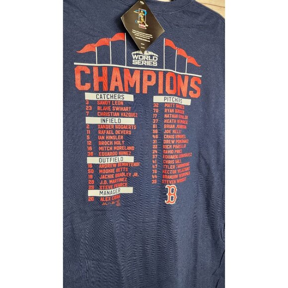 Majestic 2018 World Series Champions Boston Red Sox T-Shirt - Large 100% Cotton - Picture 7 of 12